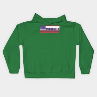 Minnesota State in American Flag Kids Hoodie